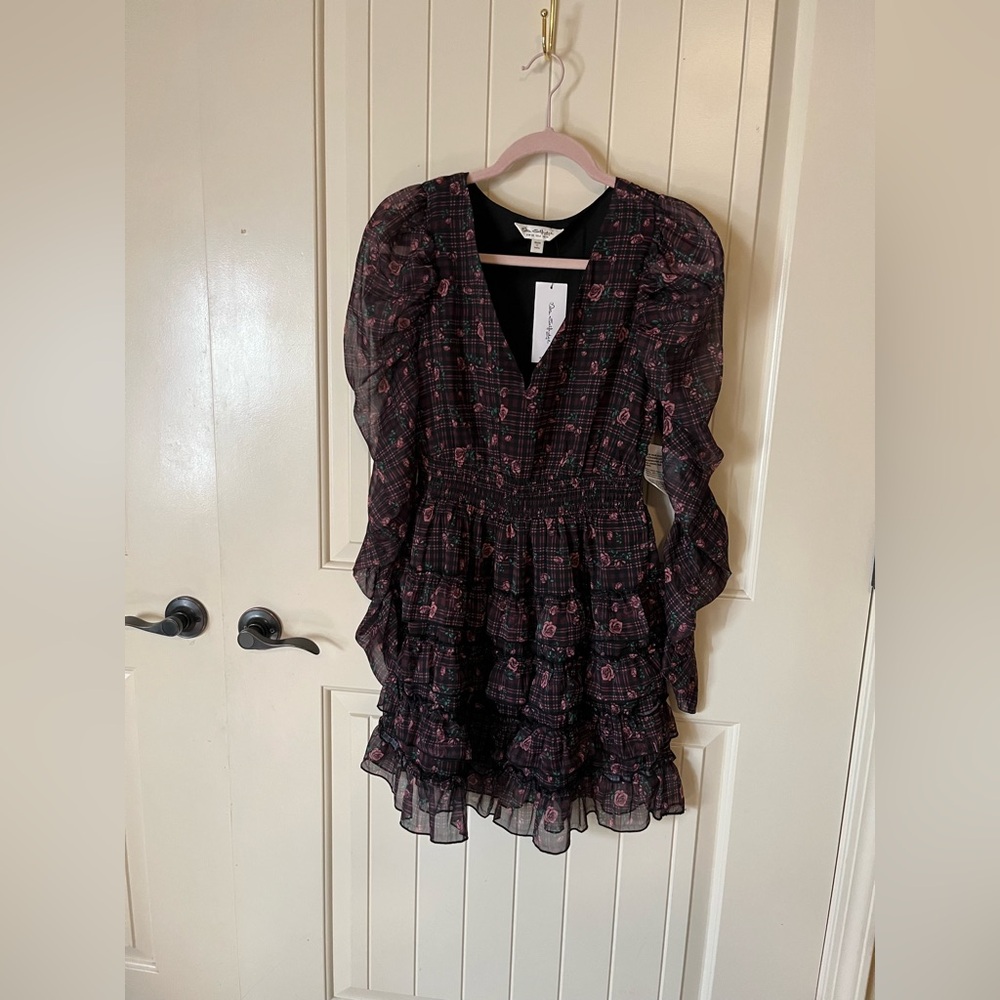 Black and Pink Ruffled Dress